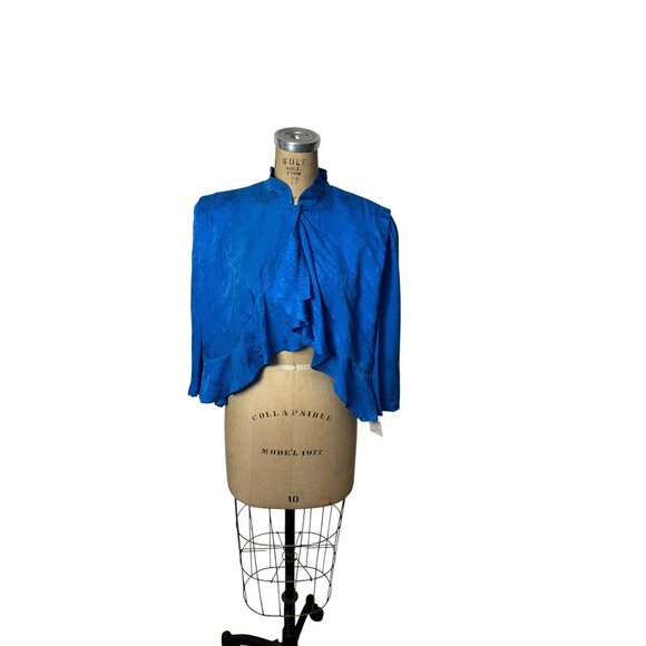 1980s silk blouse/jacket with peplum ny Nora Noh Size 10 New Old Stock - Picture 1 of 8